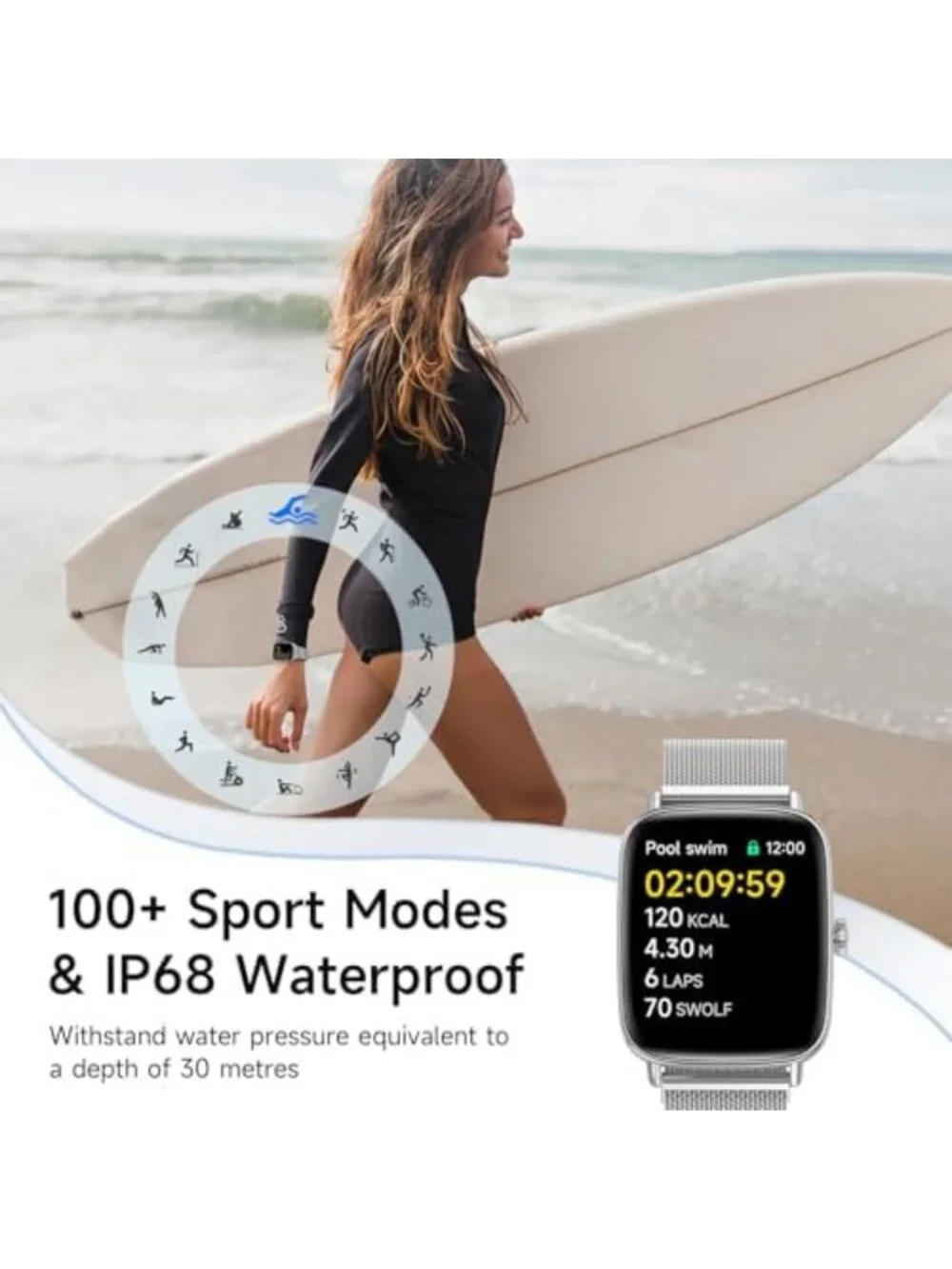 HD Smartwatch for Men & Women, 1.85